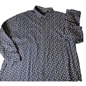 Claiborne‎ Men s 4XLT stretch Cotton Button Up Shirt Navy Floral Print Big Tall